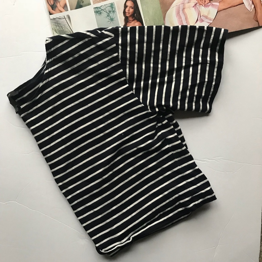 Striped Crop Top ,Navy &White